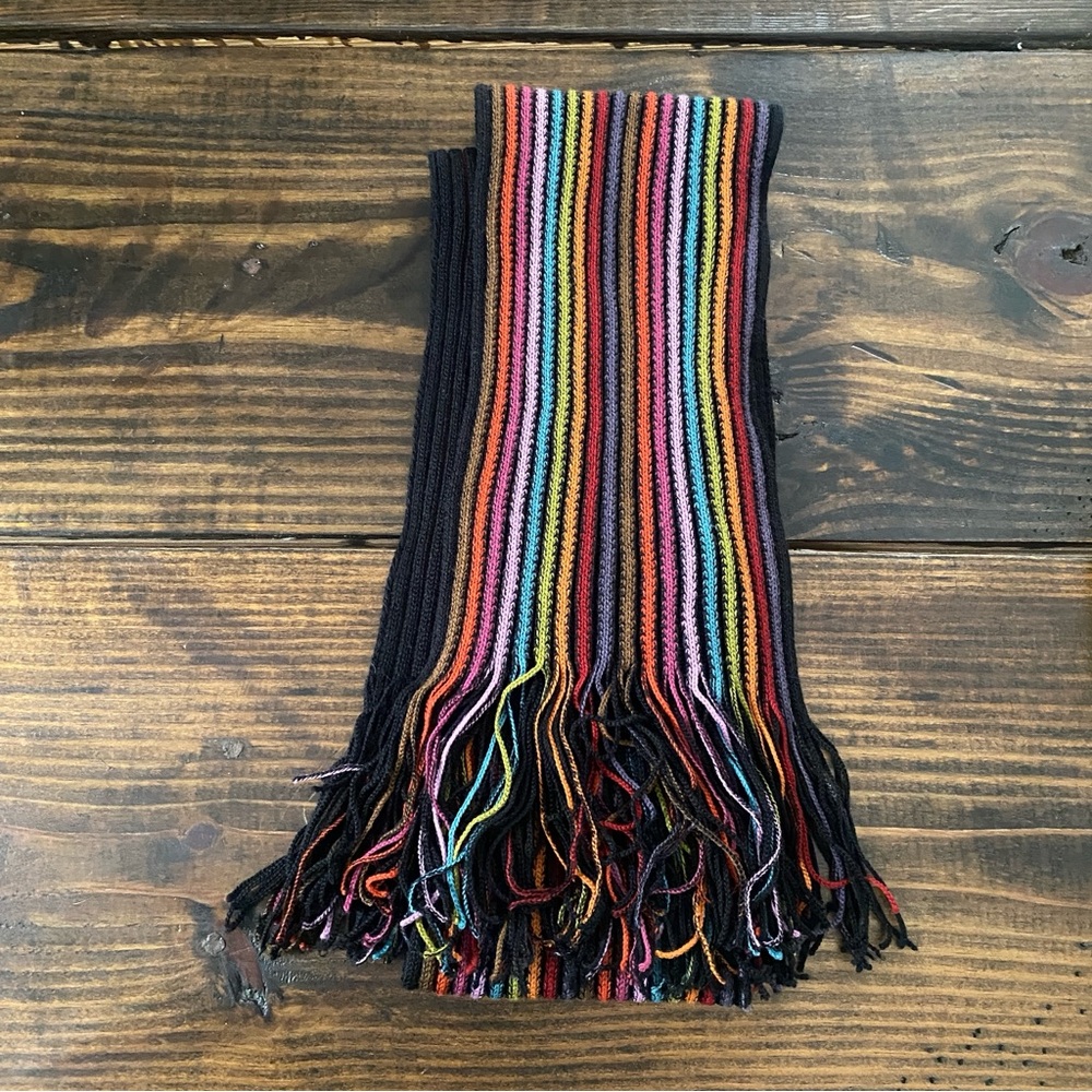 Knit rainbow colorful knit scarf - Picture 11 of 13